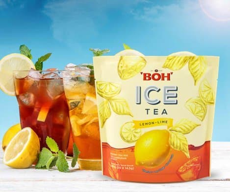 4-Pack/Malaysia Boh/Ice Cold Lemon Lime/Citrusy Fusion/Fruity Tangy Bursting With Flavour/Refreshing Instant Tea Mix With Natural Lemon Extract, Less Sugar / 20s x 14.5g/pack
