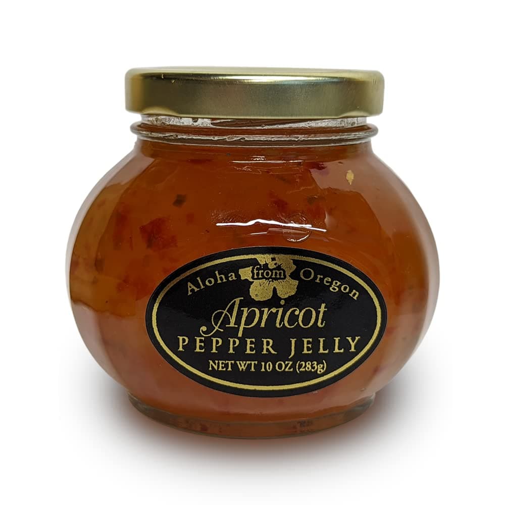 Aloha From Oregon Apricot Pepper Jelly in a 10 Ounce Glass Jar
