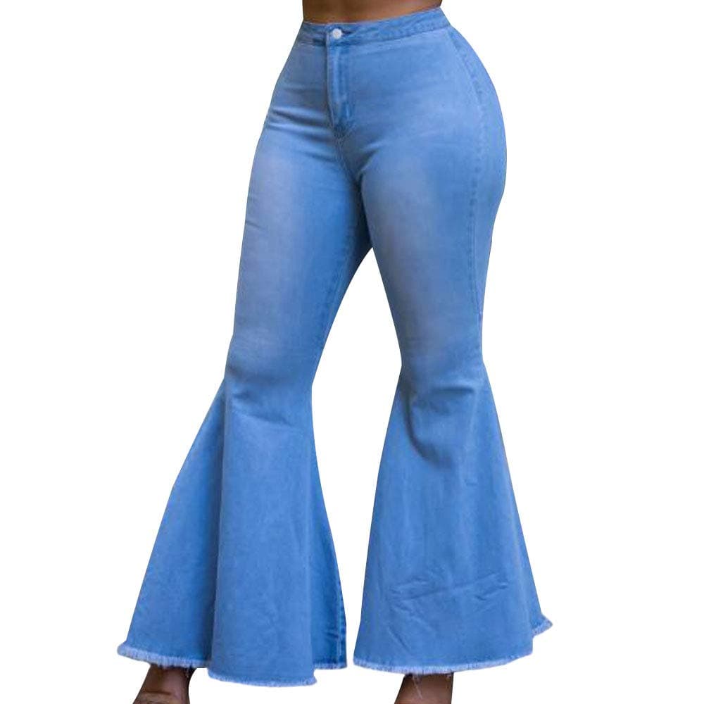 Women's High Waist Bootcut Flared Jeans Bell Bottom Flared Jeans Plus Size