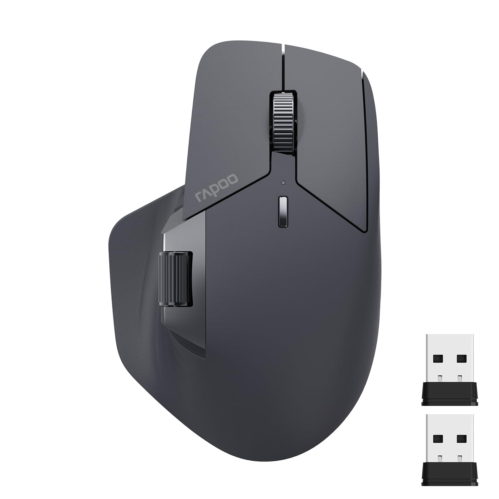 Rapoo MT760 Multi-Device Wireless Mouse, Bluetooth 5.0 and 2.4G Multi-Mode Connection, Up to 4 Devices, 11 Programmable Buttons, 4K DPI, 90 Days Battery Life, PC, Matte Black