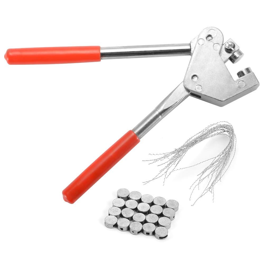 Sealing Plier Kit Set Security Lead Seal with Red Plastic Coated Handle (20 x Round Lead Seals + 20 x Copper Wire + 1x Sealing Pliers)