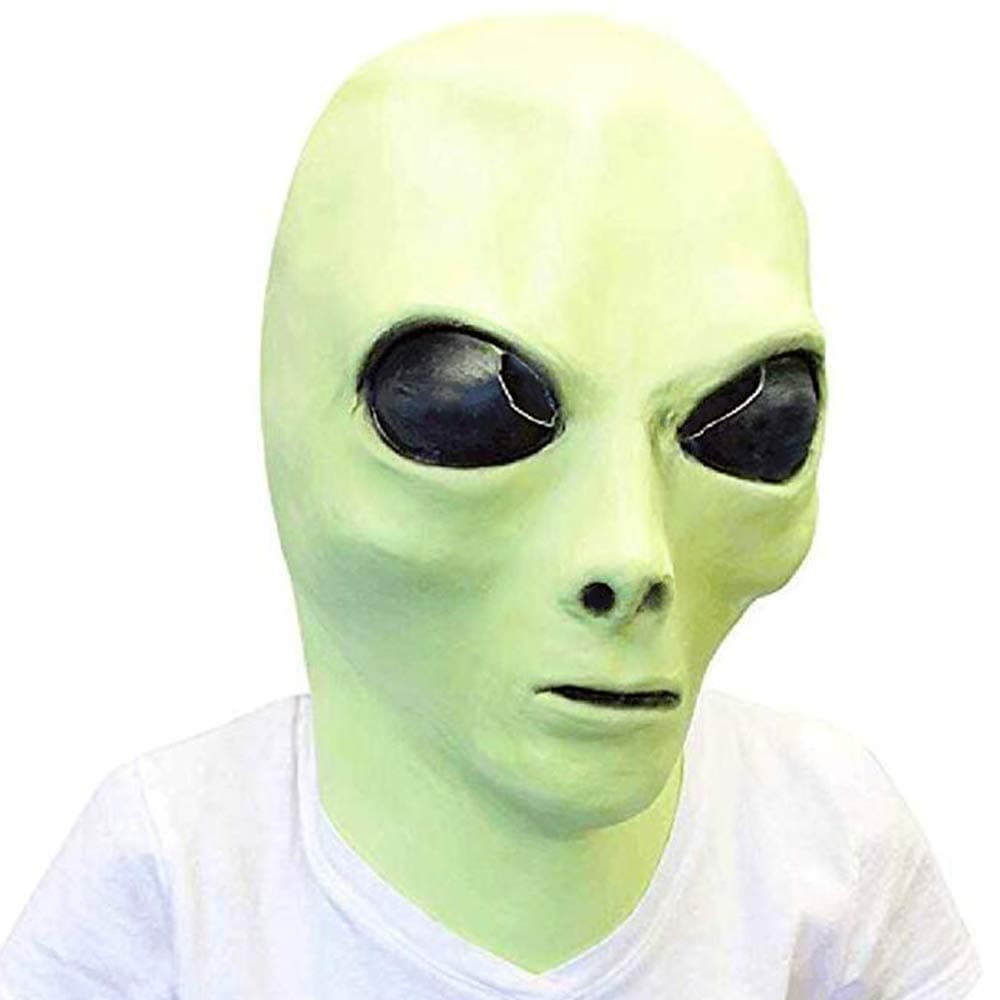 Realistic Alien Mask Latex Halloween Glow effect Party Costume Carnival UFO Fancy Dress Multicoloured, Multicoloured, One Size