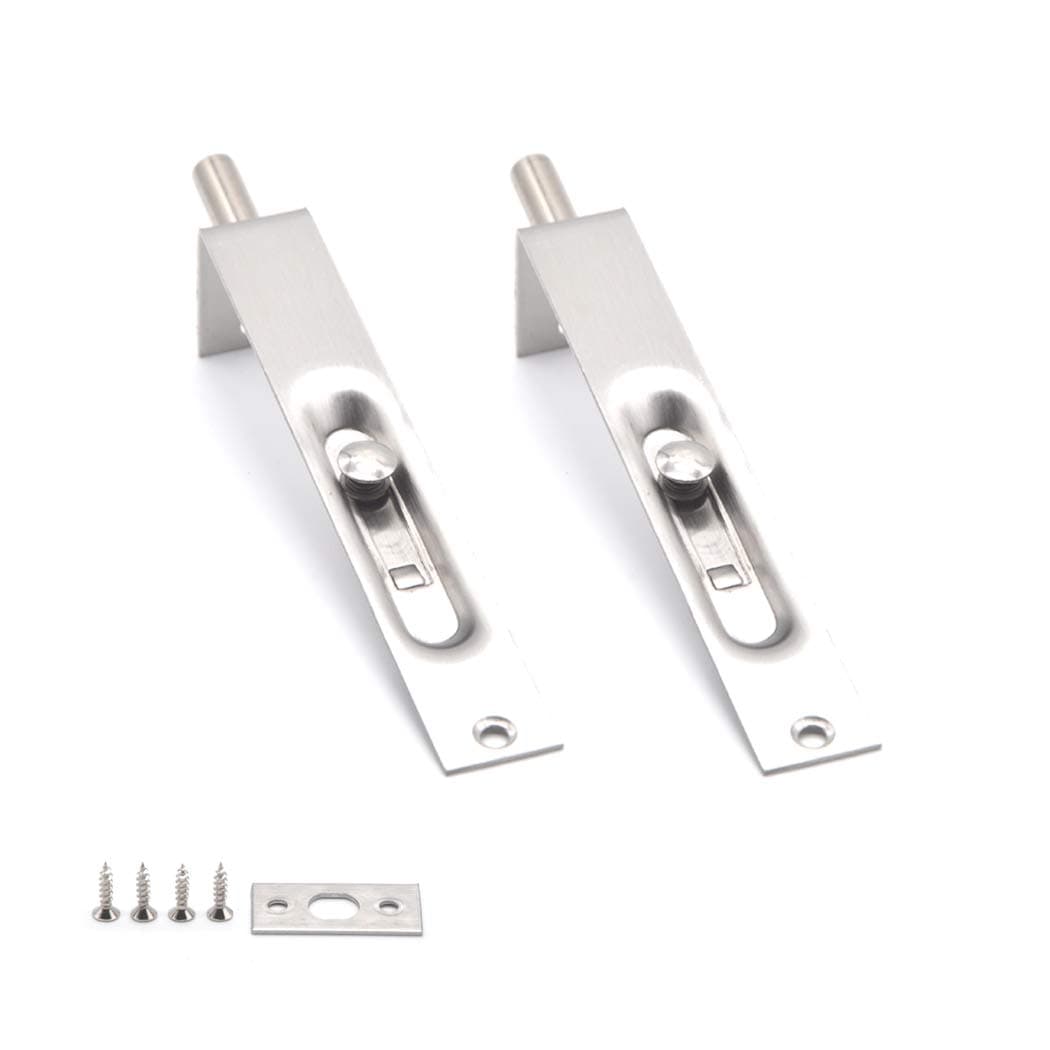 Stainless Steel Door Slide Bolt Latch Lock Flush Bolt for Primary-Secondary Doors, Double-Open (6 Inch/Pack of 2)