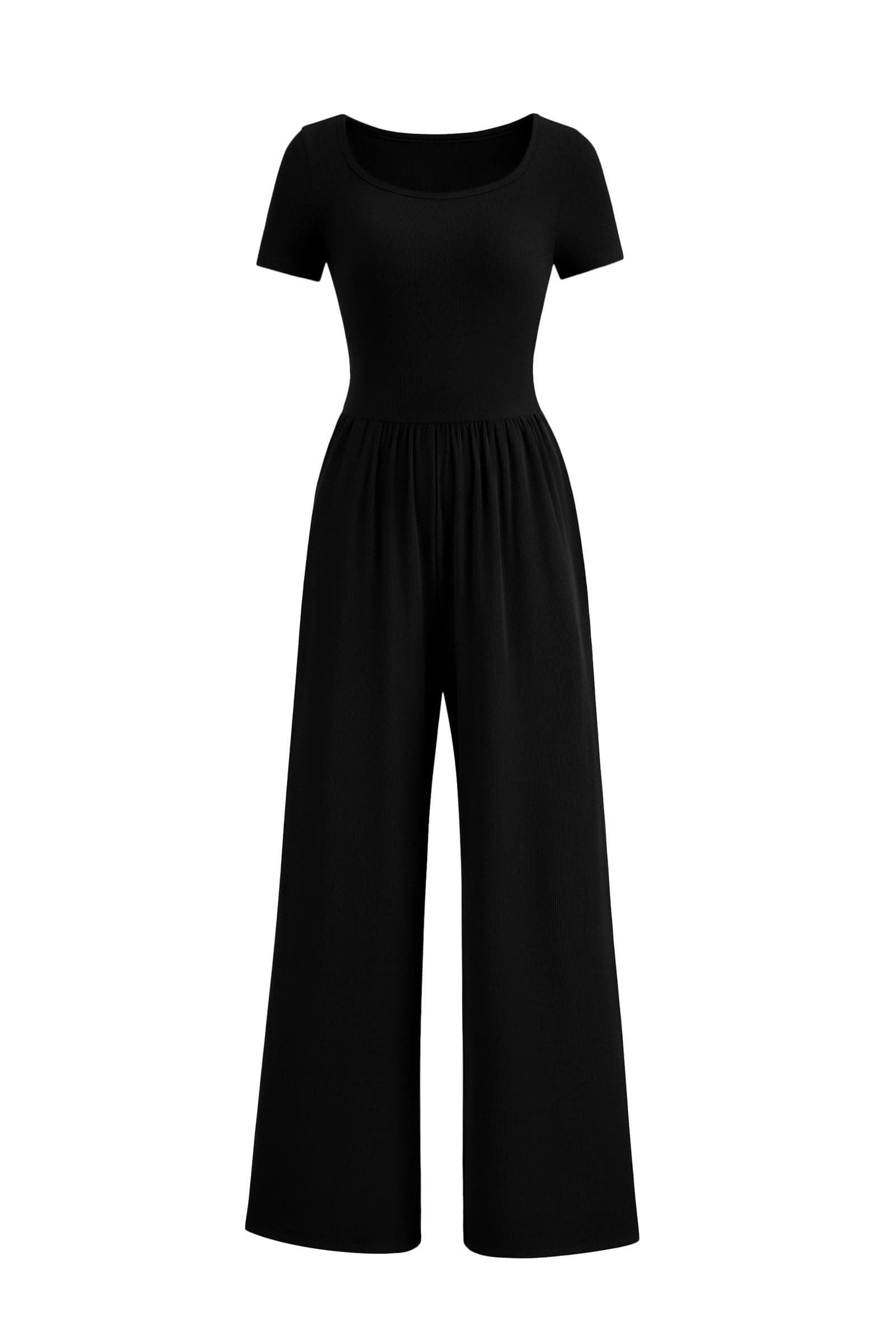 Women's Summer One Piece Jumpsuits Dressy Casual Short Sleeve Square Neck Wide Leg Rompers Travel Outfit Clothes