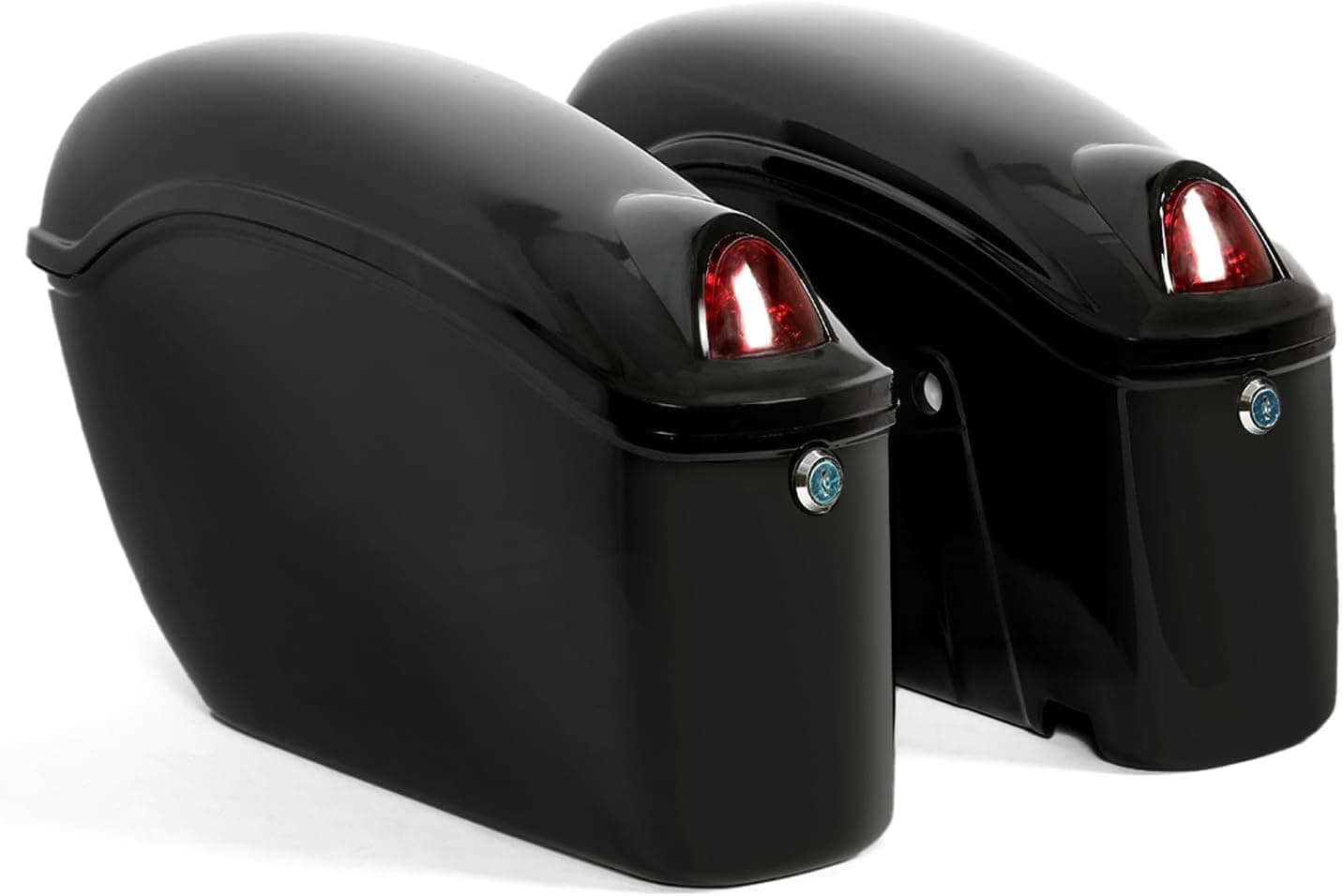 Black Universal Hard Saddle Bag for Honda Yamaha Cruiser Trunk Luggage w/Lights Mount Bracket Motorcycle