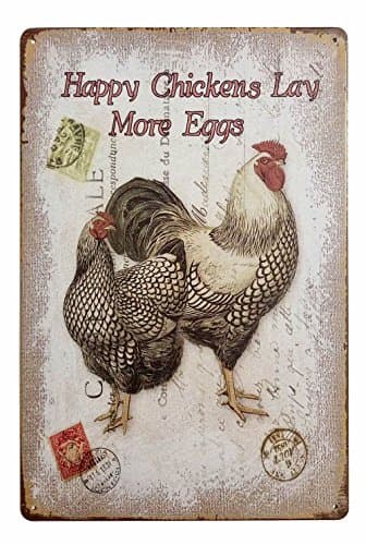 ERLOOD Happy Chickens Lay More Eggs- Retro Vintage Tin Sign 12" X 8"
