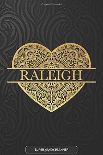 Raleigh: Raleigh Planner, Calendar, Notebook ,Journal, Gold Heart Design With The Name Raleigh