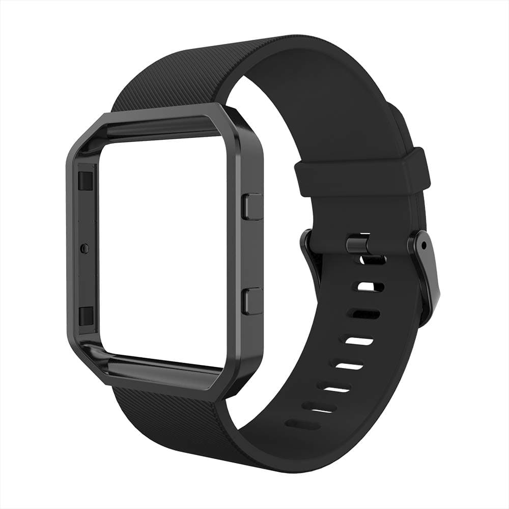 Sport Band Compatible with Fitbit Blaze Smartwatch Sport Fitness, Silicone Wrist Band with Meatl Frame Replacement for Fitbit Blaze Men Women