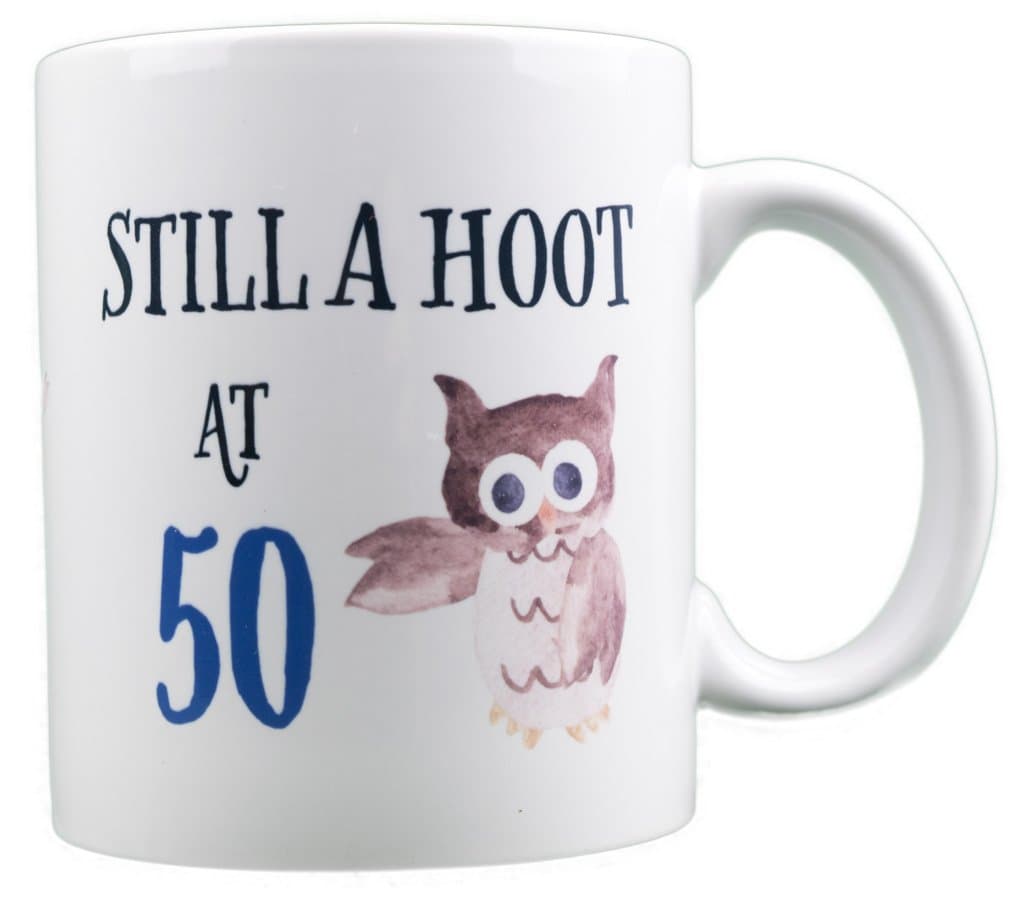 EverMug Still a Hoot at 50-50th Birthday Owl Gift Mug - 11 oz. White Coffee Mug