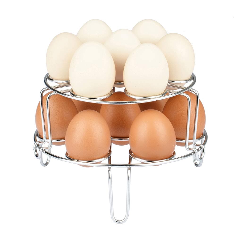 [Upgraded Version] Maxracy 2 Piece Stackable Egg Cooker Steamer Rack Stainless Steel Egg Assist Trivet for Instant Pot and Pressure Cooker Acccessories (Excurvate Type)