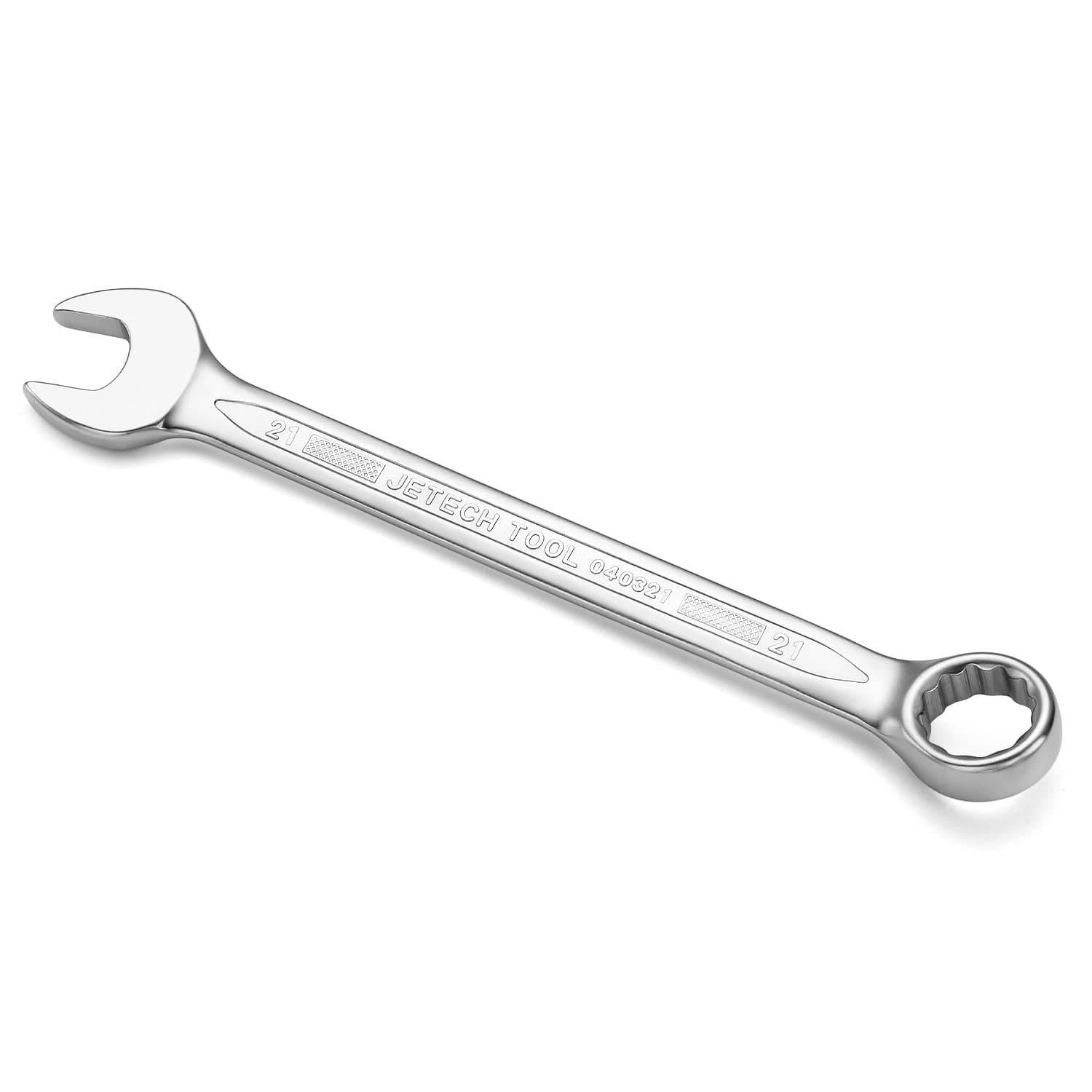 21mm Industrial Grade Combination Wrench, Chrome Vanadium Steel, 12-Point Design, 15-Degree Offset, Sand Blasted Finish, Forged, Heat-Treated, Metric