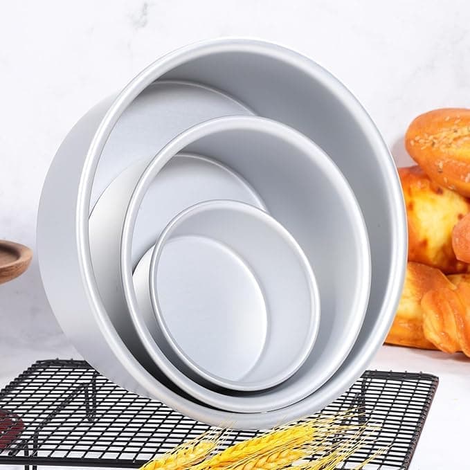 Elegant BAKEWARES Aluminium Round Cake Pan/Mould Bakeware Tool - 4", 5", 6" Diameter X 2.25" Height (Set Of 3 Pieces)