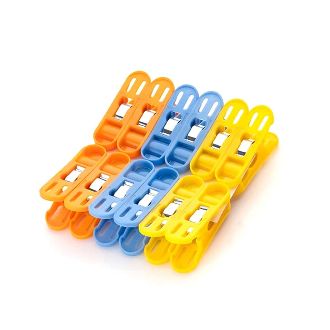 Sulfar Plastic Clothes Drying Clips (12pcs) Cloth Clips for Drying Clothes Big Heavy Duty Plastic Pegs