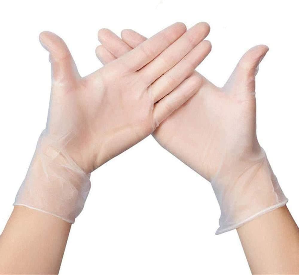 Clear Vinyl Latex Powder Free Disposable Gloves, 100 Pieces Each Box