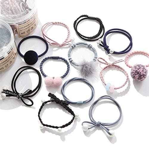 AARainbow 12Pcs Korean Elastic Hairbands,Hair Accessories for Women,Coil Hair Ties,Cute Ties Rope,Spiral Hair Ties,Ponytail Holders for Teen Girls,Young Lady (Mixed color)