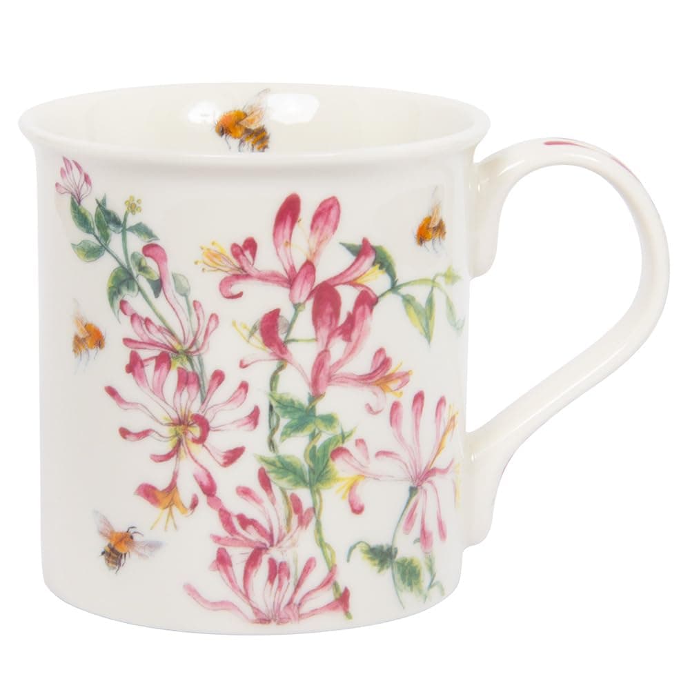 Lesser & Pavey British Designed Coffee Mug | Ceramic Coffee Mugs for Home or Work | Large Mugs for Hot Drinks | Bee Tanical Honeysuckle Tea and Coffee Cups - Sarah Boddy