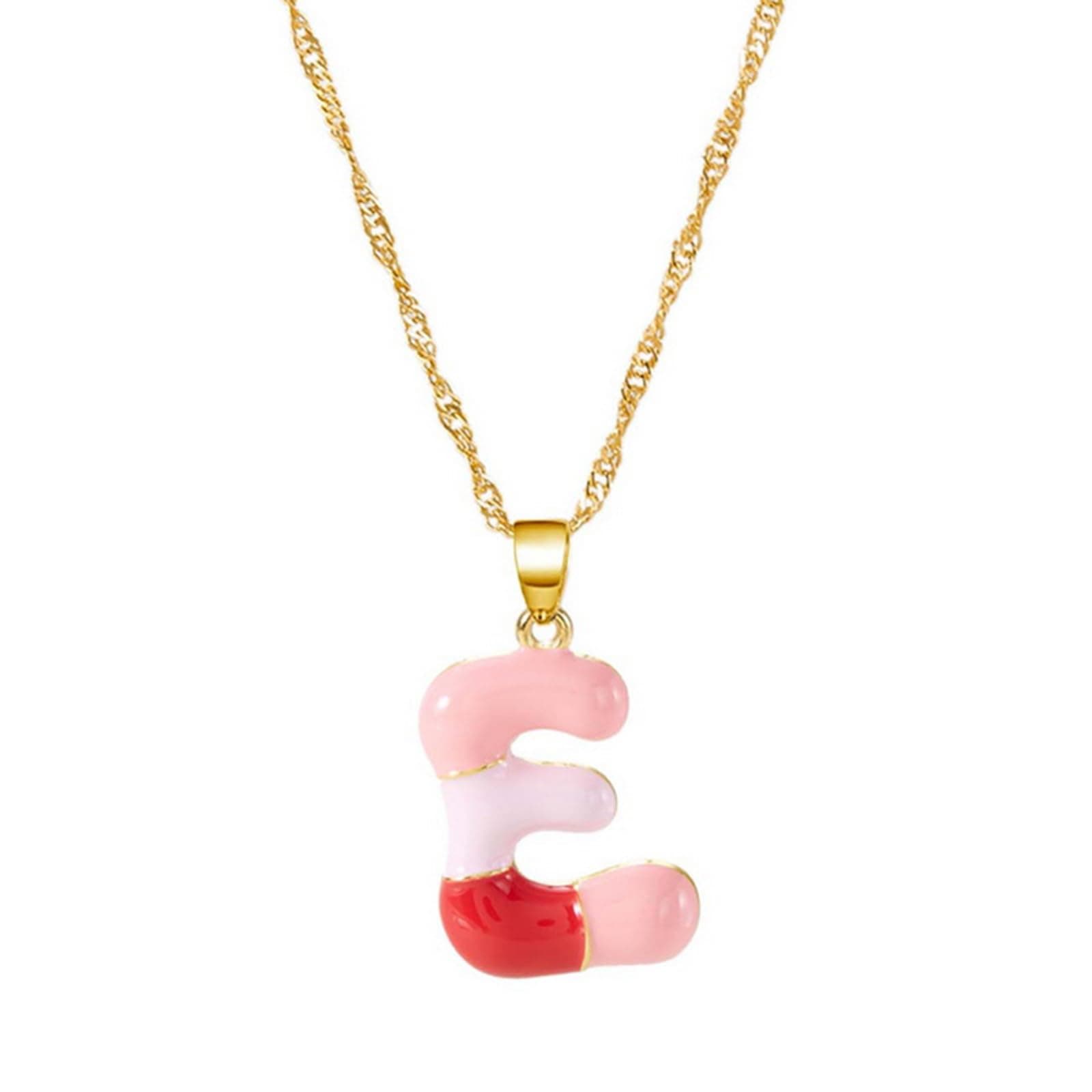 YURAOEREnamel Bubble Letter Pendant Necklace - Cute Balloon Initial Necklace 18K Gold Plated A-Z 26 Letters Name Necklace for Women Girls