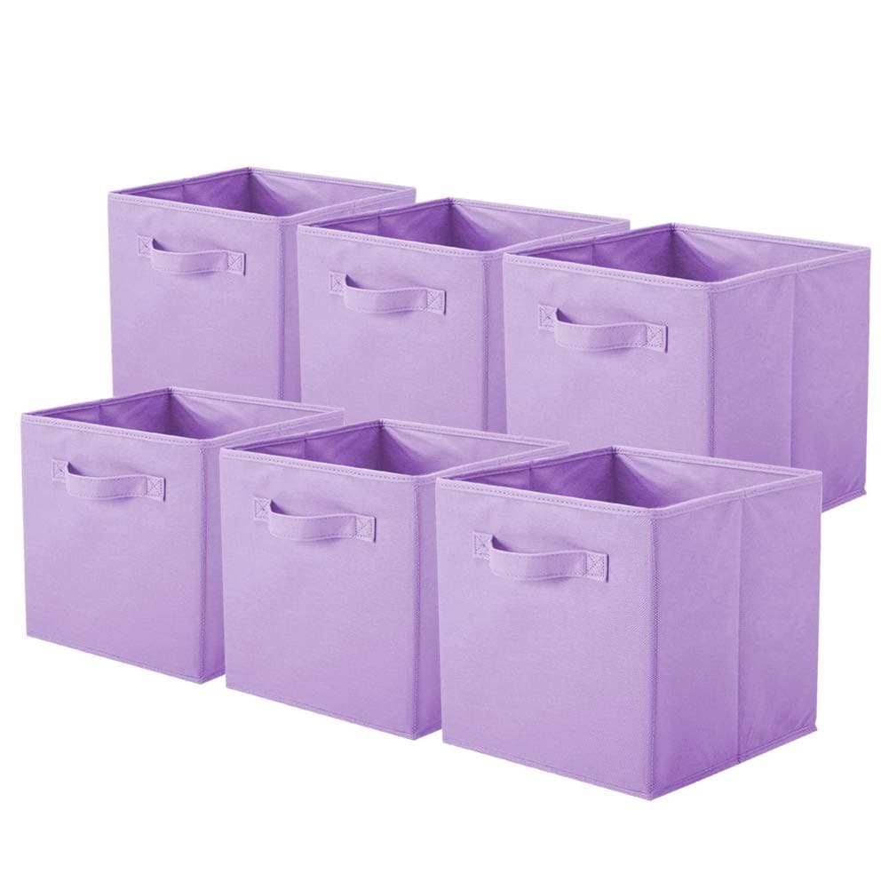 ShellKingdom Storage Bins, Foldable Fabric Storage Cubes and Cloth Storage Organizer Drawer for Closet and Toys Storage,6 Pack?Lavender?