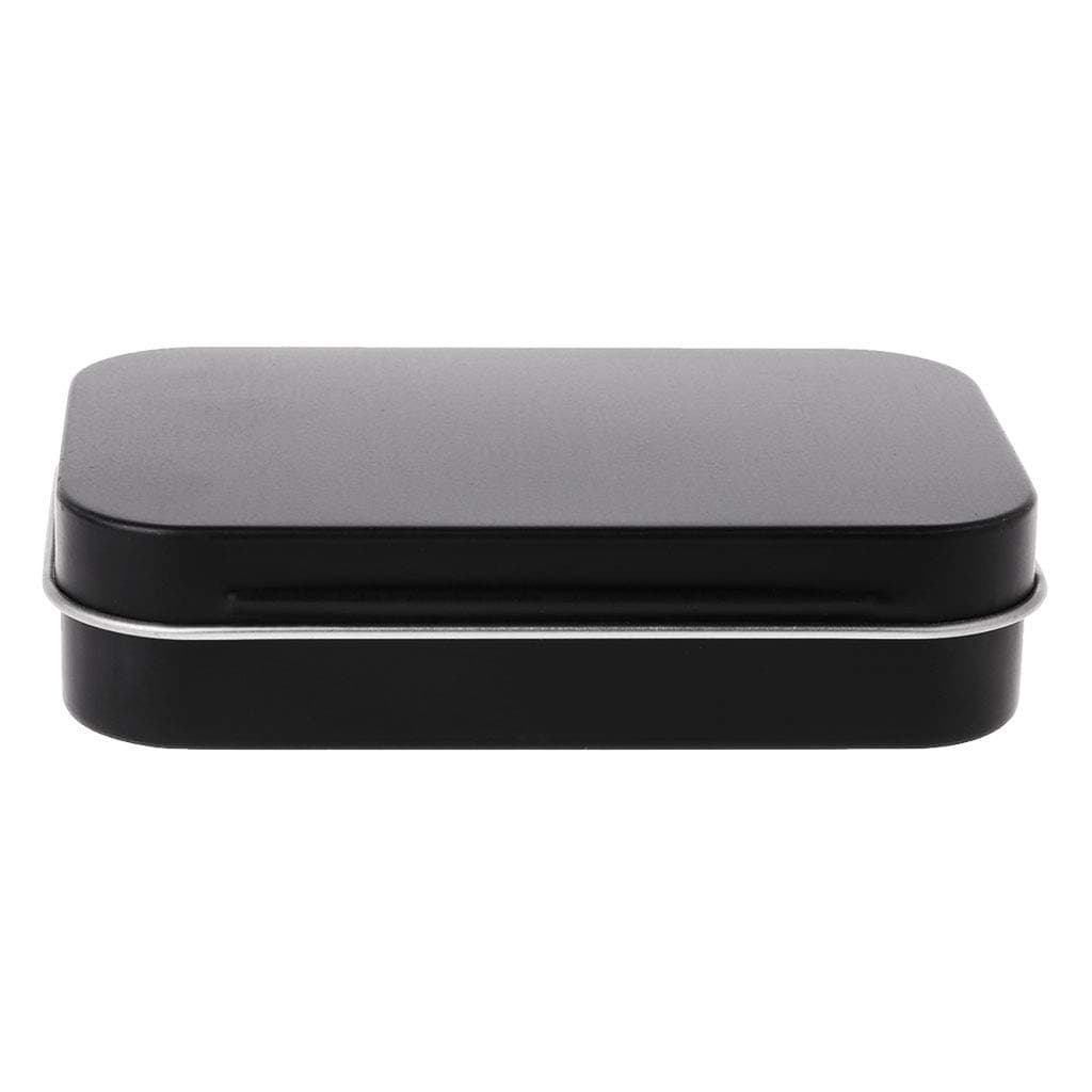 Wuweiwei12 1Pc Storage Tins with Hinged Lids - Mini Rectangular Storage Containers Box Small Portable Tin Box Black Flip Storage Box