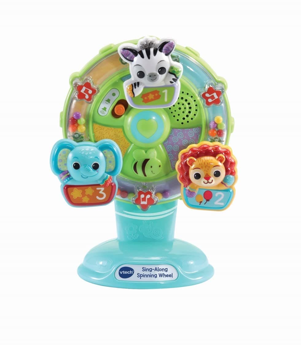 Baby Sing Along Spinning Wheel, Baby Sensory Toy with Colours, Objects and Animals, Spinning Wheel Toy with Suction Cup, 6 Months +, English Version