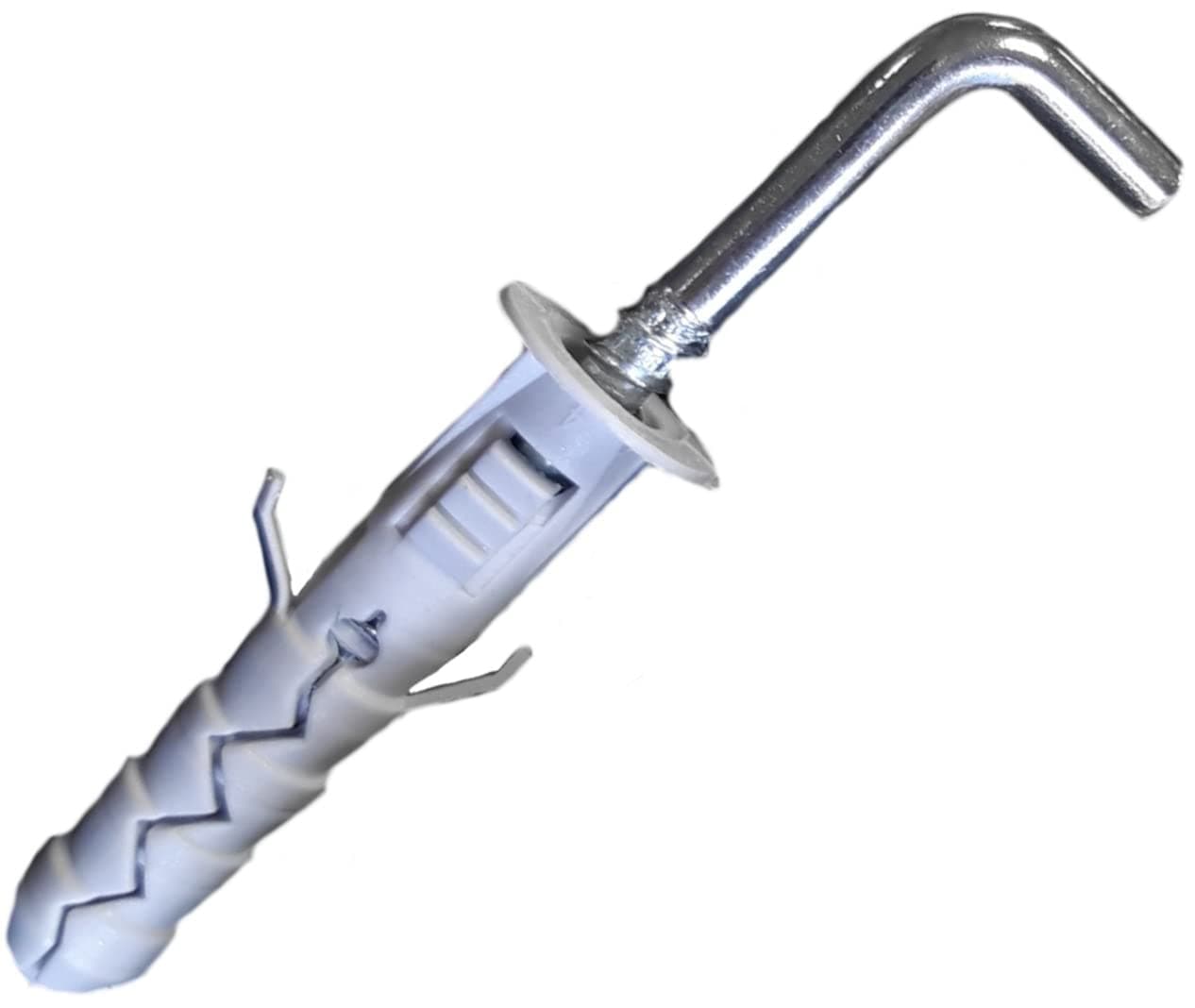 LLB 15pcs Set L Shape Hooks Hanger of Square Cup Hard Wall Hook Picture Mirror Screw with Nylon Wall Plug Indoor and Outdoor Size: L Screw 6x60mm & Plug P 10x50mm