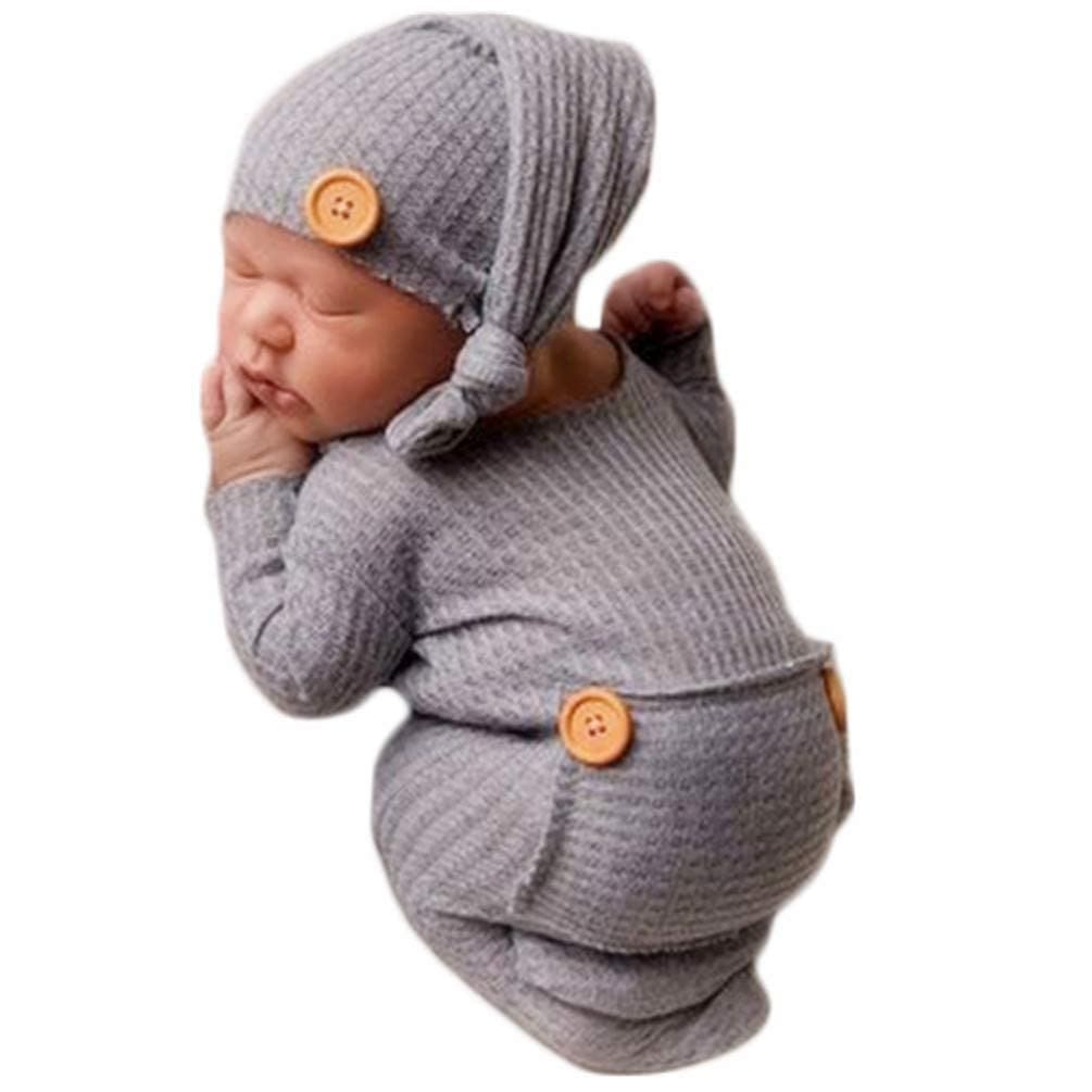 Fashion Newborn Boys Girls Baby Photo Shoot Props Outfits Crochet Clothes Long Tail Hat Pants Photography Props