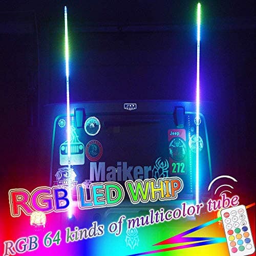 OMUOFFROAD 5FT Lighted Whip LED Antenna Dream Wrapped Dancing Whips For Polaris RZR ATV Antenna Whip UTV Quad Sand Dune Buggy Flag Poles For Trucks w/Remote Control (One Whip)