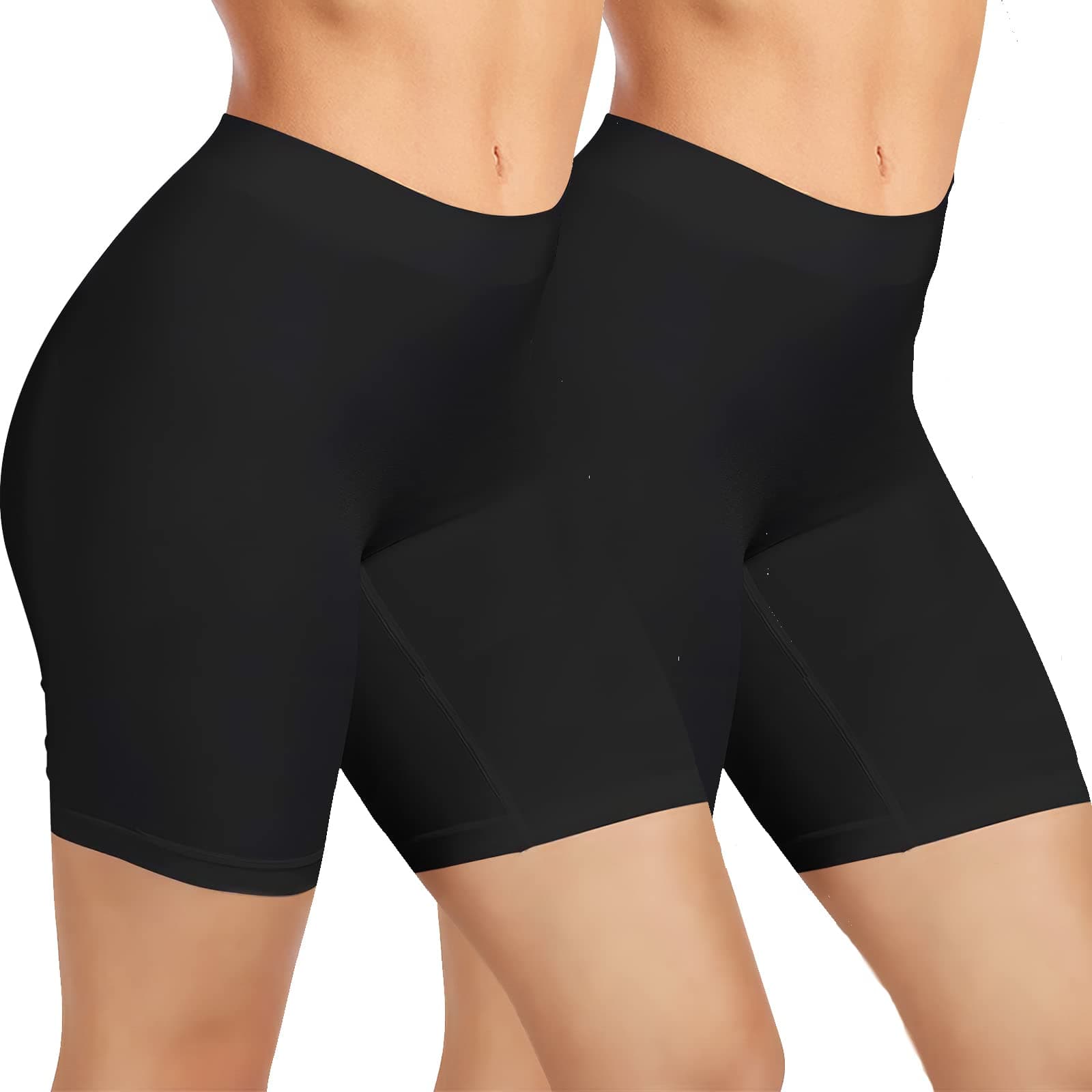 2 Pack Anti Chafing Shorts Women, Seamless Slip Shorts for Under Dresses, Spandex Bike Short for Yoga Workout