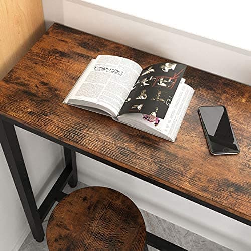 Bar Table, 120 x 40 x 100 cm High Table Set, Bar Table with 2 Bar Stools, Dining Table Set 2 Seater, Kitchen Dining Room Small Dining Table for 2, Rustic Brown