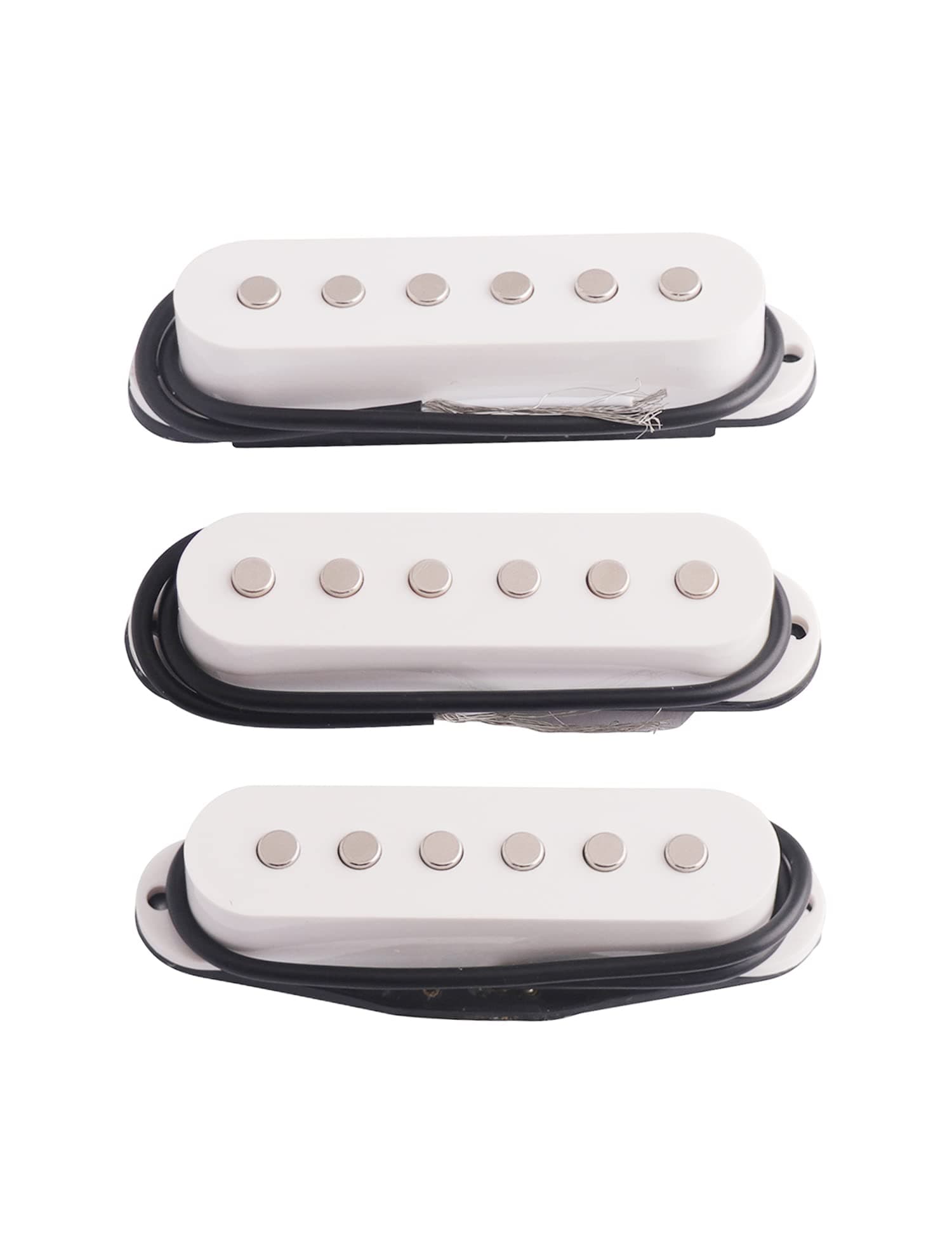 Metallor Electric Guitar Pickup Ceremic Magnet Neck Middle Bridge Single Coil Pickups Compatible with Strat Style SSS Electric Guitar Parts Replacement Set of 3Pcs White.