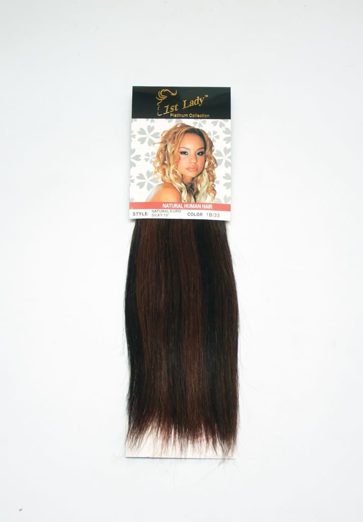 1st Lady 10 inch Natural Euro Silky Straight Human Hair Weave Weft 80g (#p1b-33)