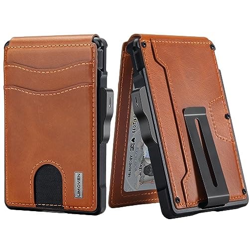 umoven Wallet for Men - with Money Clip Slim Leather Slots RFID Blocking Bifold Minimalist Wallet