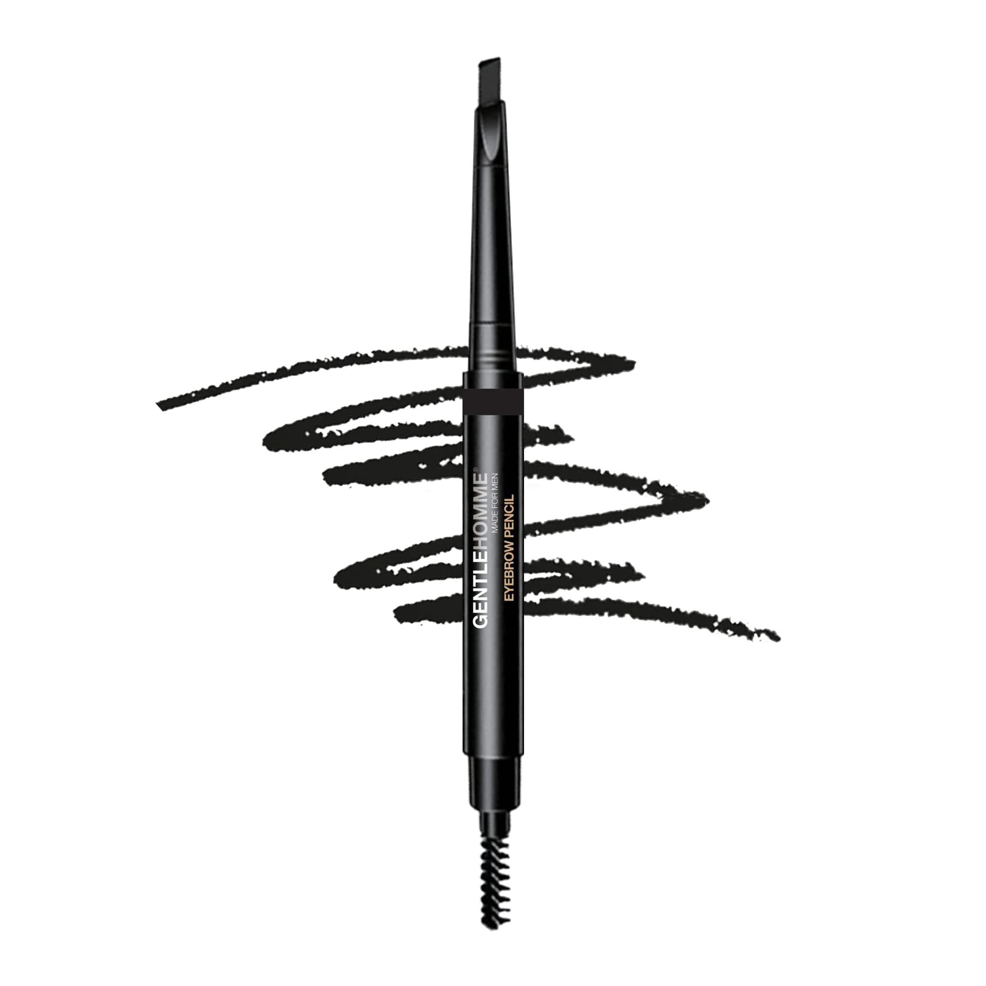 GentlehommeMen's 2-in-1 Eyebrow Brush & Pencil - Shape, Define & Fill In - Ultra-Thin, Long-Lasting Black - Vegan