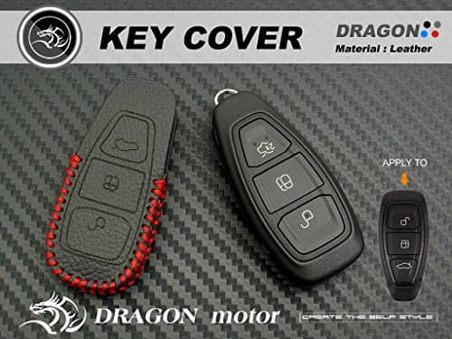 Leather Key fob Holder Case Chain Cover fit For Ford KUGA ST ECOSPORT Focus MK3 Fiesta LFO07-6-A
