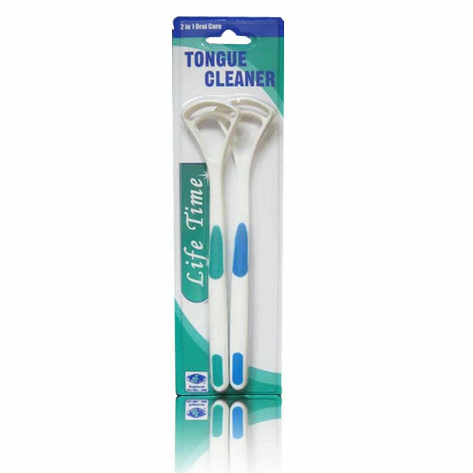 2 x Tongue Cleaners Plastic Tongue Scraper Plastic Tongue Cleaner Bad Breath Remover Oral Care Dental Care (Blue & Green)