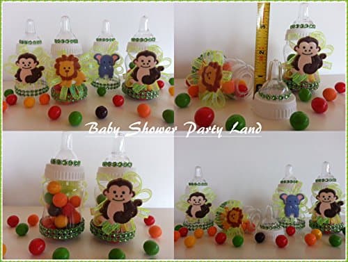 12 Fillable Bottles Baby Shower Favors Prizes Games Safari Jungle-Noah's Animals
