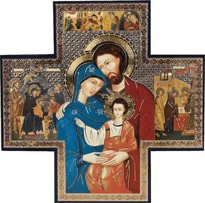 Icon Cross 15cm x 15 cm. Holy Family Picture. Holy Icon.