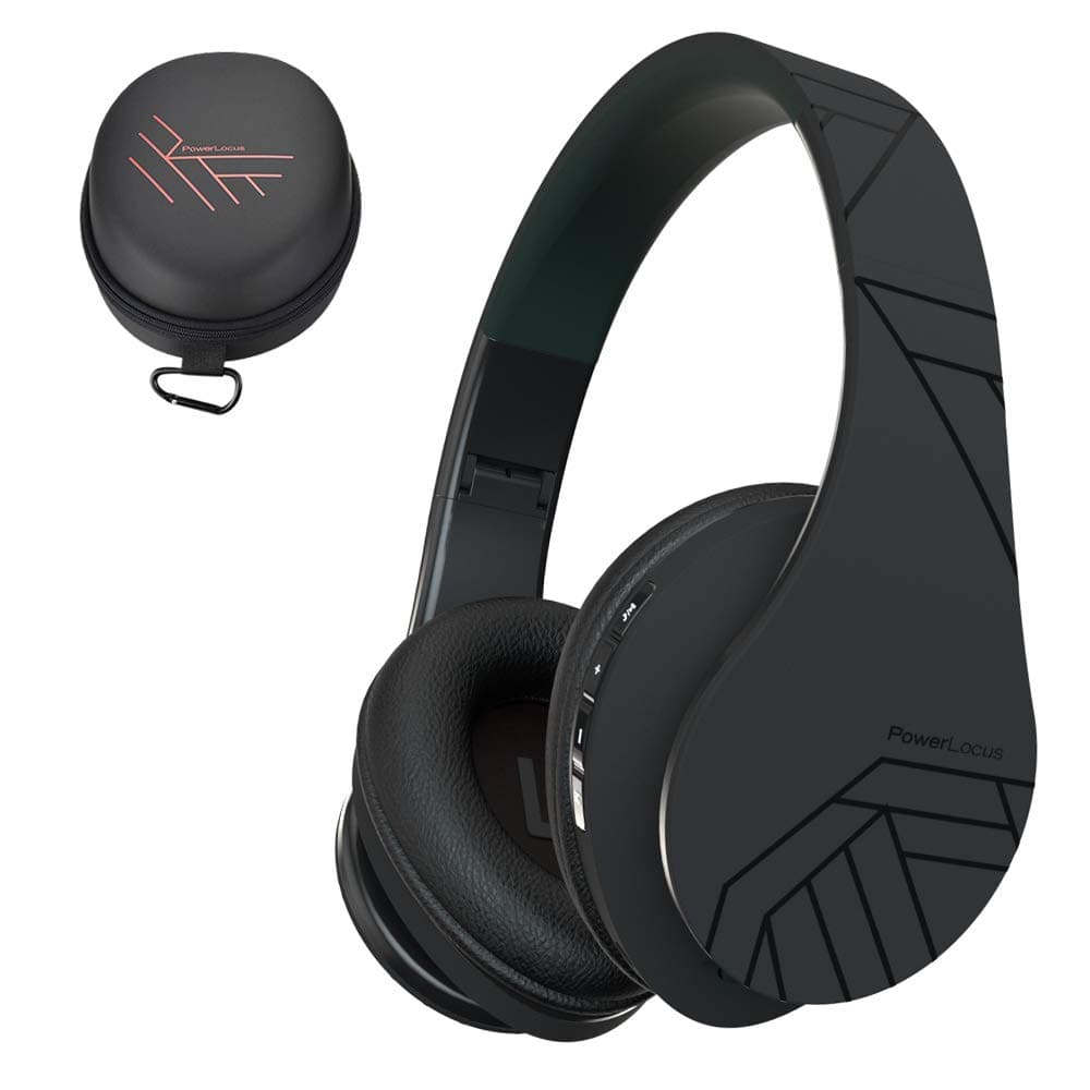 – PowerLocus Bluetooth Over-Ear Headphones, Wireless Stereo Foldable Headphones Wireless and Wired Headsets with Built-in Mic, Micro SD/TF, FM for iPhone/Samsung/iPad/PC - Black