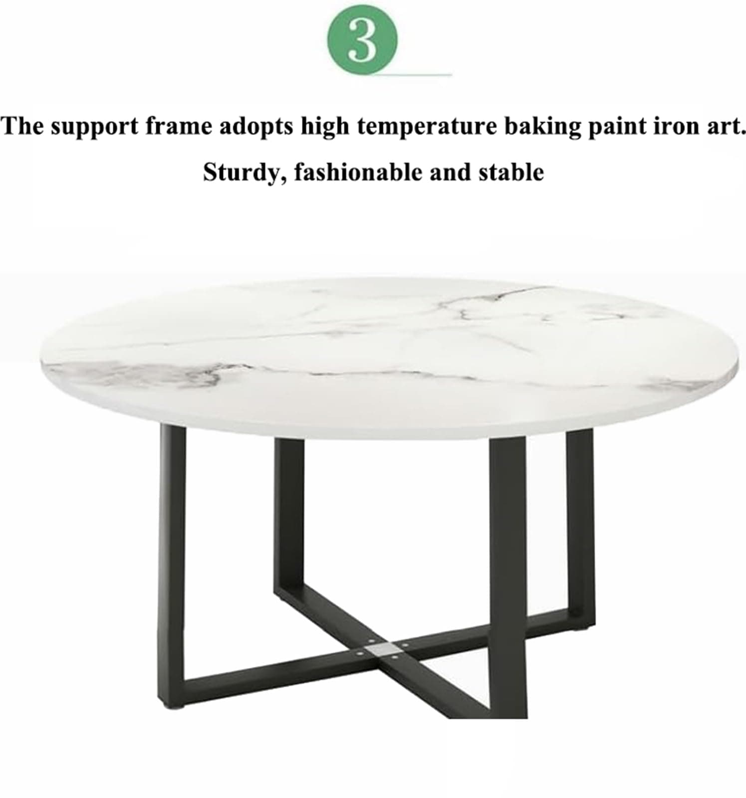 RUANLOV Round Dining Table Set,7-Piece Set With 6 Dining PU leather chairs for Home, Kitchen, Restaurant, Pub, Living Room (B 120CMX120CMX75CM)