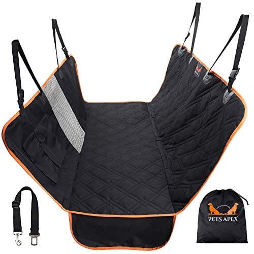 Dog Car Seat Covers with Mesh Window, Heavy Duty Scratchproof Nonslip Waterproof Machine Washable Backseat Cover for Dogs, Pet (Orange)