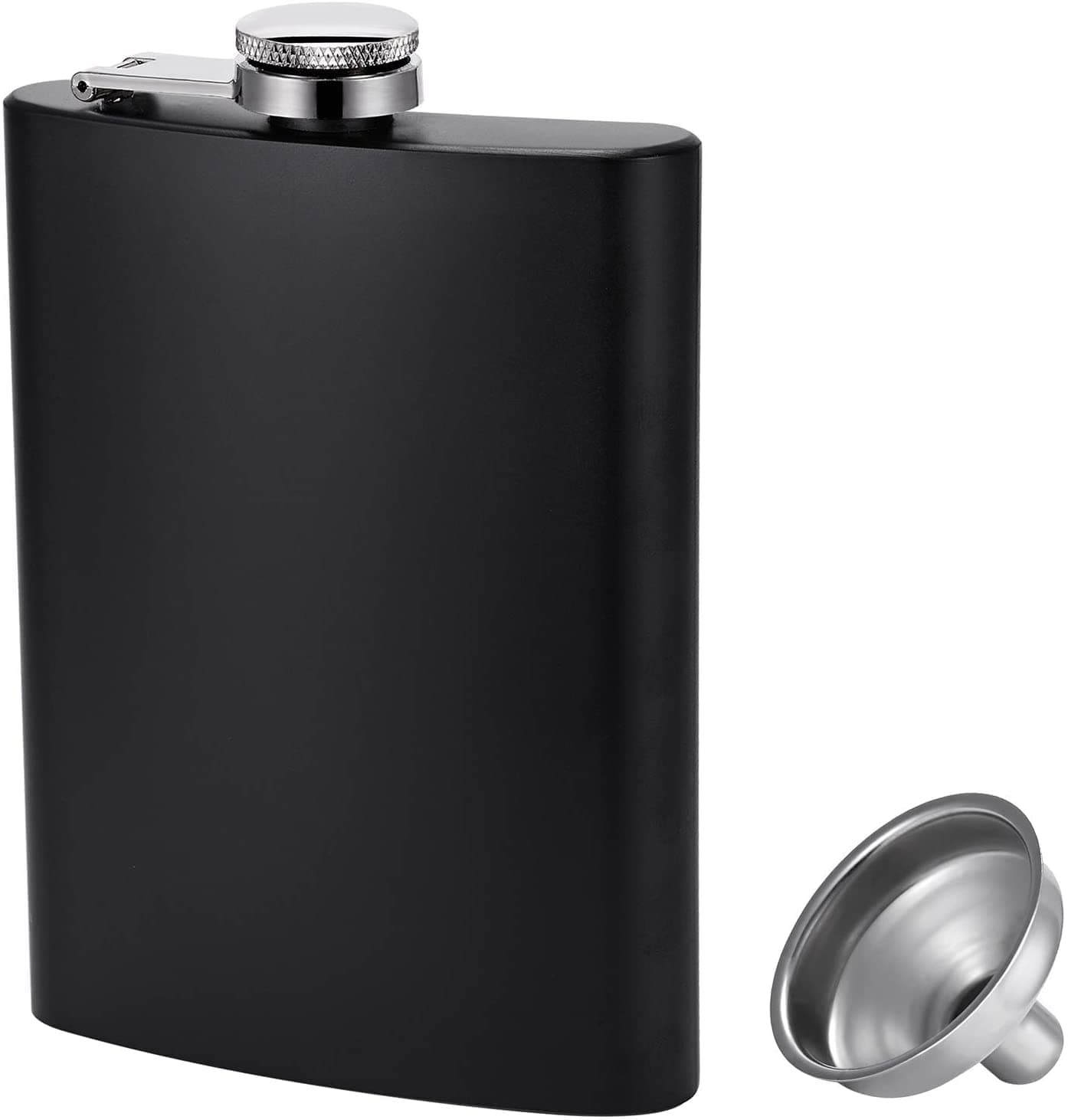 Linist Hip Flask for Liquor Stainless Steel Leak Proof Hip Flask with Funnel Flask Set Men Flask Women Flask Set (Black) (8 Oz)