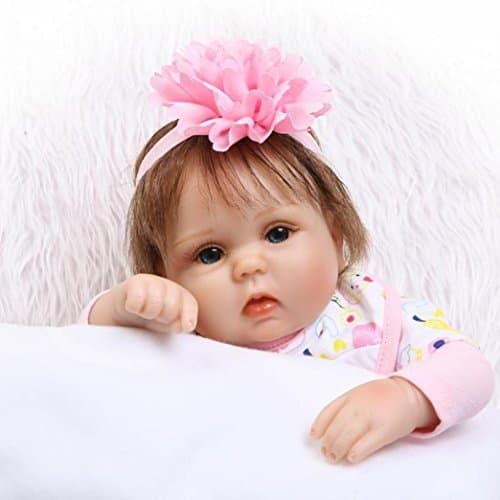 Dirance 16 Inch Lifelike Reborn Toddlers Doll Open Eyes Soft Silicone Vinyl Full Body Realistic Pink Girl Doll Realife Newborn Baby Doll Outfits, Kids Gift for Ages 3+,Under 50 Dollars (Multicolor)