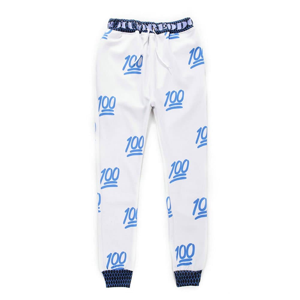 Womens Emoji Expression 3d Sweatpants Hipster Unisex Joggers (Small, Blue)