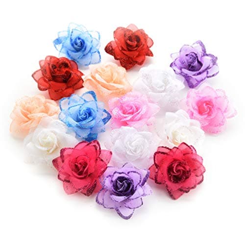 Fake flower heads in bulk wholesale for Crafts Silk Rose Flowers Head Artificial Flowers for Birthday Wedding Home Party Decoration & Wedding Car Corsage Decoration 30PCS 4.5cm (Colorful)