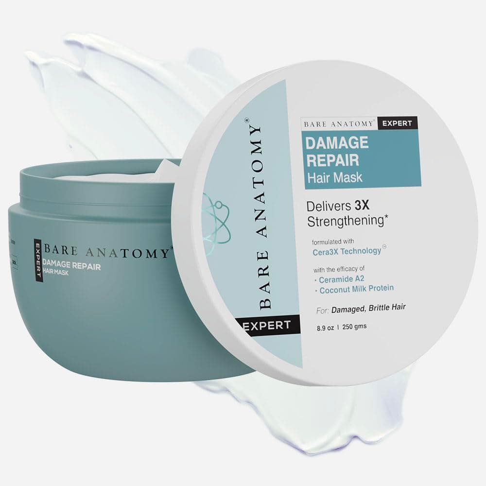 Damage Repair Hair Mask, 3X Strengthening By Ceramide A2 & Coconut Milk Protein, For Smoothing & Deep Conditioning, For Dry & Frizzy Hair, Paraben & Sulphate Free, Women & Men, 250G