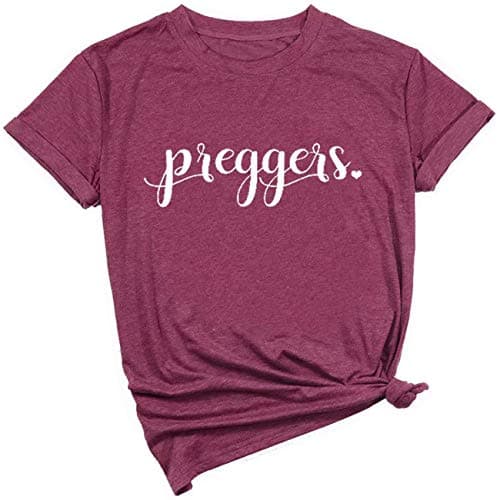 Preggers Maternity T Shirt Pregnancy Announcement Shirts Funny Pregnancy Tees Women Casual Short Sleeve Tops Shirt