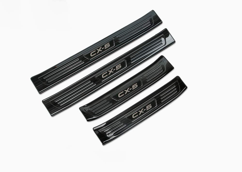 Cosilee Inner&Outer Door Entry Guard Sill Scuff Plate Cover for Mazda CX-5 CX5 2017 2018 2019(Outer)