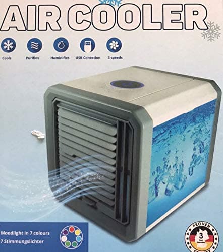 Personal Air Cooler, Portable Mini Air Conditioner, 3 in 1 Evaporative Coolers, Humidifier, Purifier with USB, 3 Speeds Desktop Cooling Fan for Office, Home, Dorm, Travel