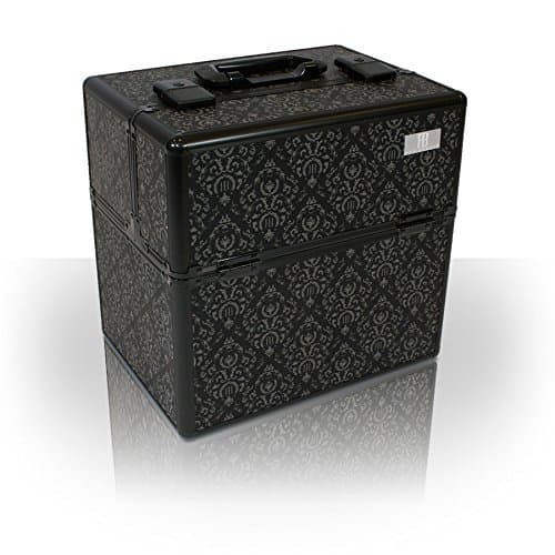 Roo Beauty Professional Case, Makeup Vanity Box, Onyx Cosmetic Manicure Nails Storage Box in Imperial Black