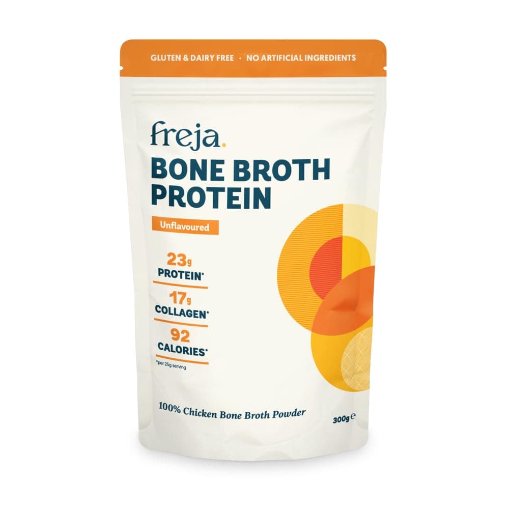 Freja Bone Broth Powder | 100% Natural Collagen & Protein Powder | Free-Range Chicken | Amino Acids & Minerals | Nutrition for Healthy Gut, Joints, Skin, Hair & Nails | 300g (15 Servings)